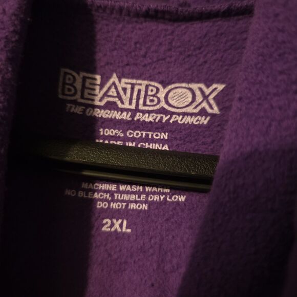 NWOT BeatBox Hoodie Pullover 2XL Neon Graphic Back Logo Party Grape Purple Rare - Picture 3 of 5